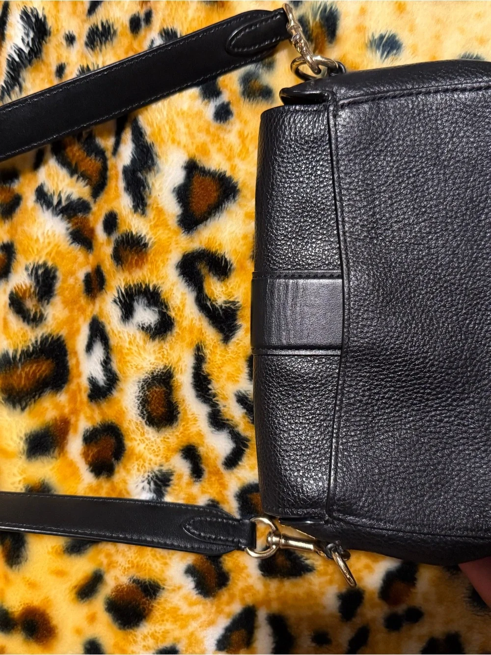 Coach Black Pebbled Leather Crossbody with Gold Horse & Carriage Turnlock